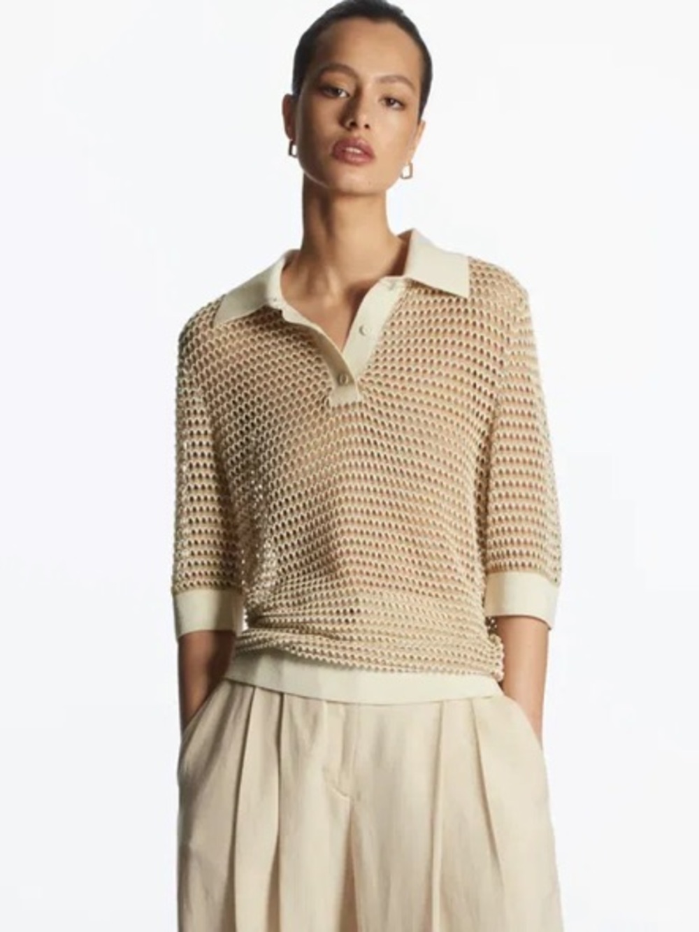 COS open knit polo top